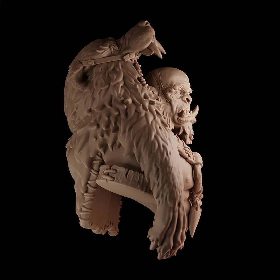 Gorak small bust 3D render – side view smooth skin surfaces